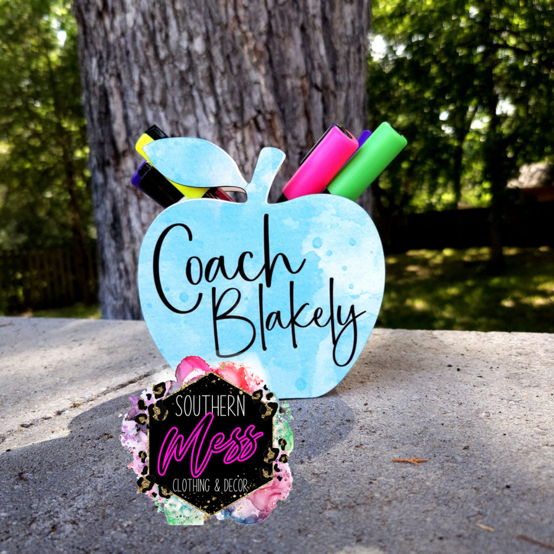 Apple Shaped Teacher Pencil Holder