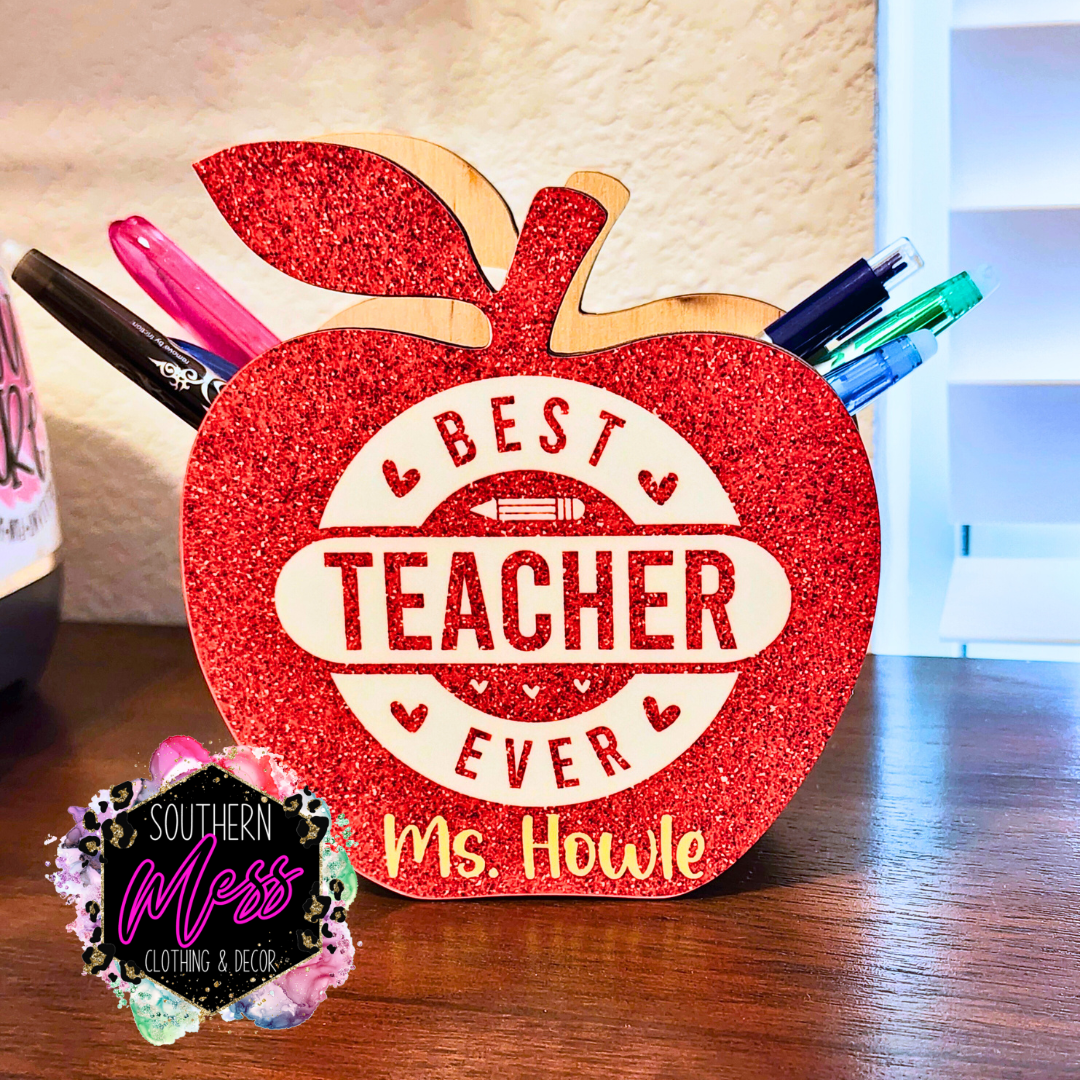 Apple Shaped Teacher Pencil Holder
