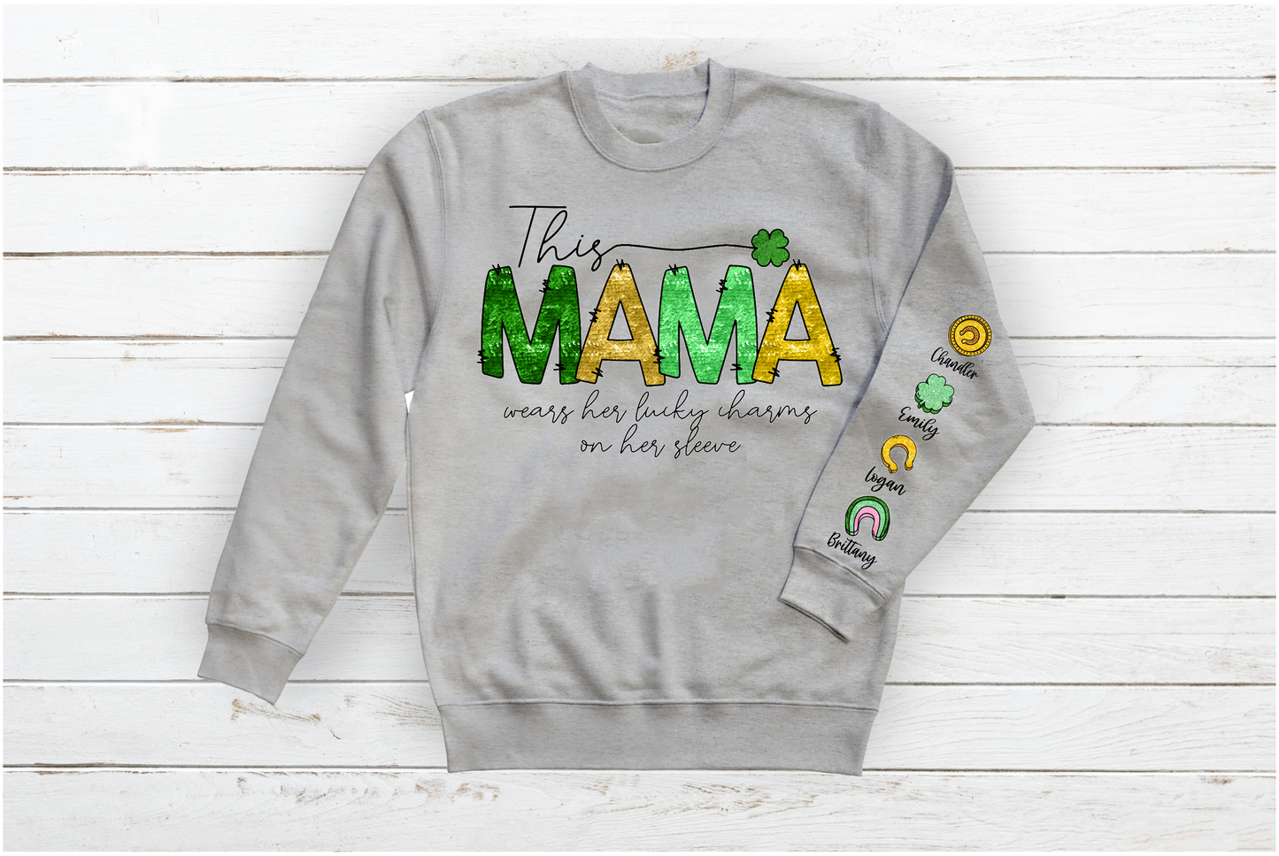 Mama wears her lucky charms on her sleeve personalized Tee