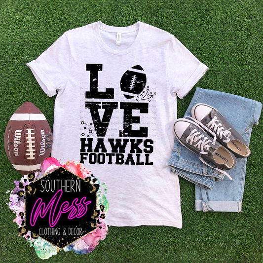 Love Hawks Football Tee