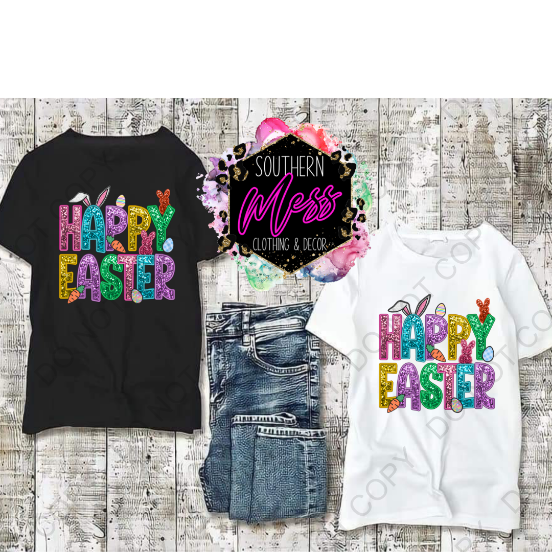 Happy Easter Faux Sequin Tee