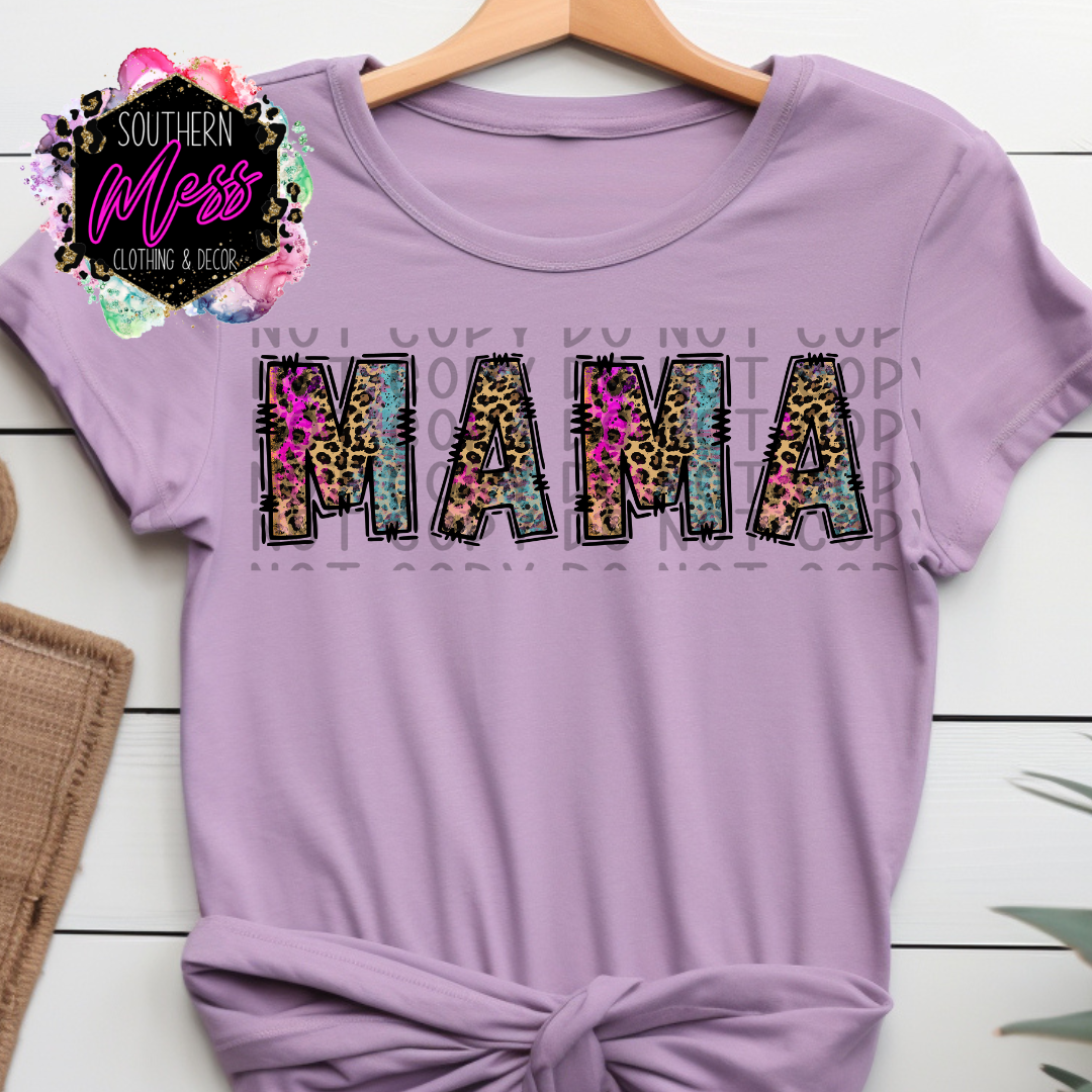 Mama Leopard Print Personalized Custom Tee