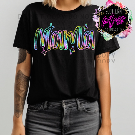 Mama Faux Bright Glitter Tee