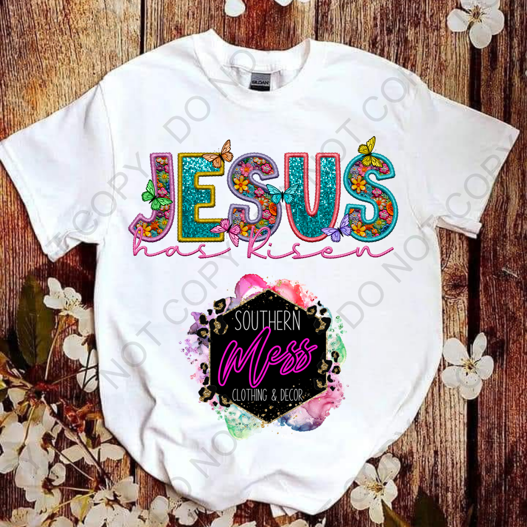 Jesus has Risen Faux Sequin Tee