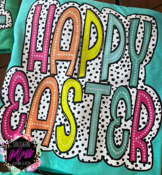 Happy Easter Neon Dotted Tee