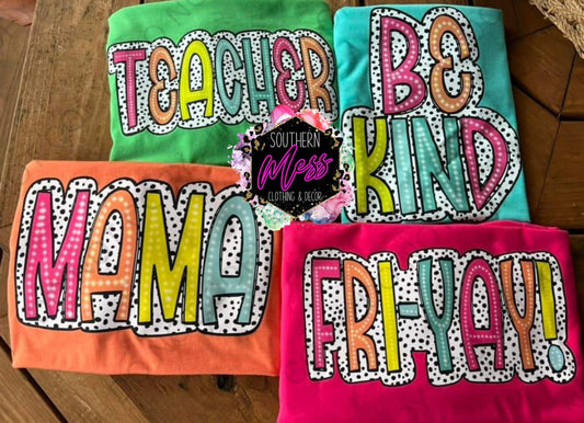 Teacher Neon Dotted Tee