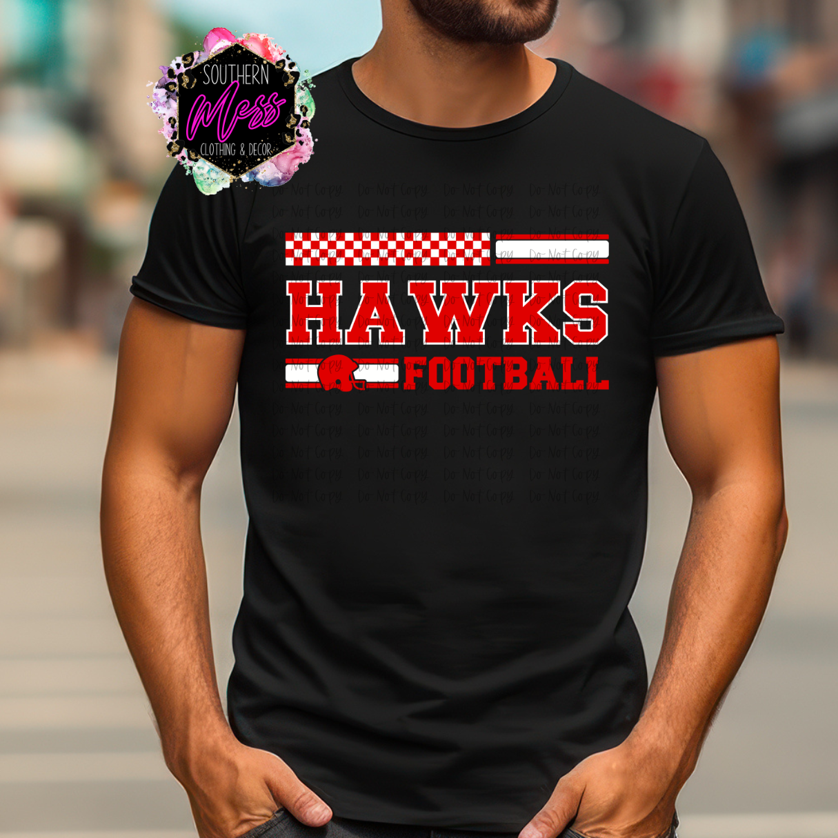 Hawks Football Checkered Tee