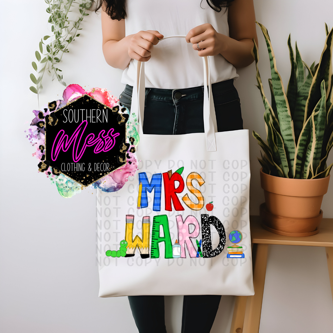 Teacher Tote Bag Personalized