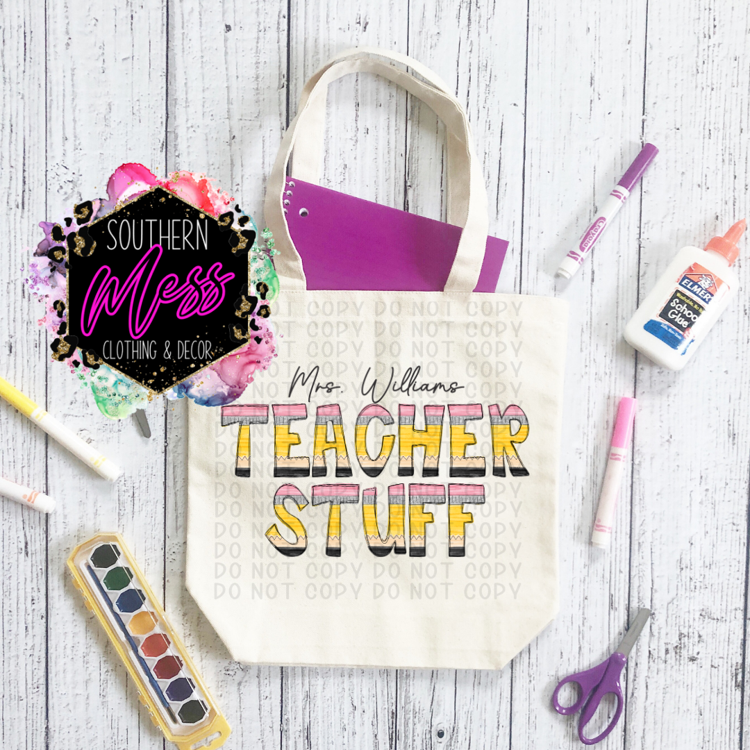 Teacher Stuff Tote Bag Personalized