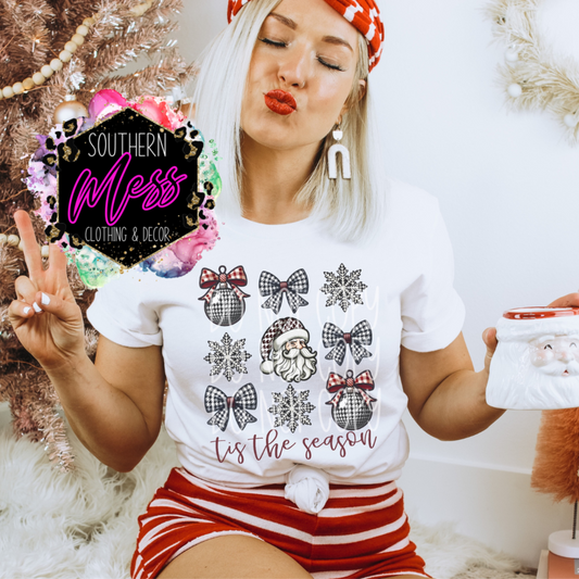 Santa Snowflakes Bow Tee