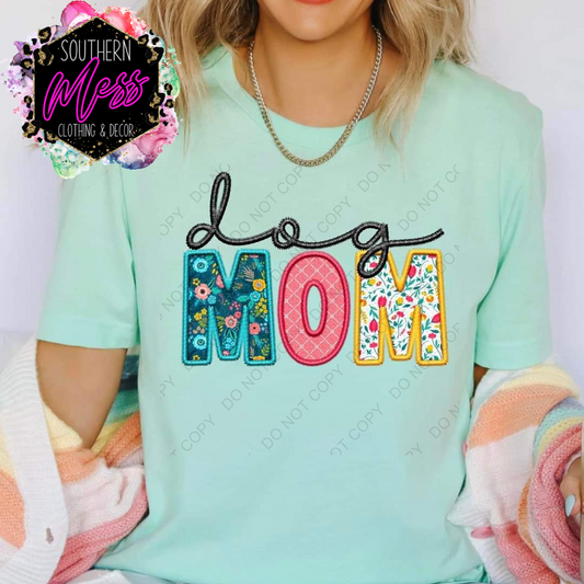 Dog Mom Faux Embroidery Tee