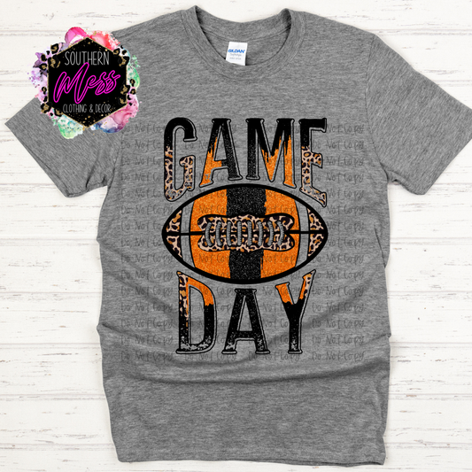 Game Day Football Orange and Black Tee