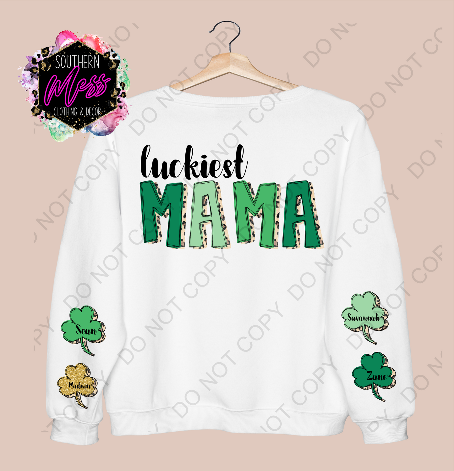 Luckiest Mama Shamrocks Personalized Tee